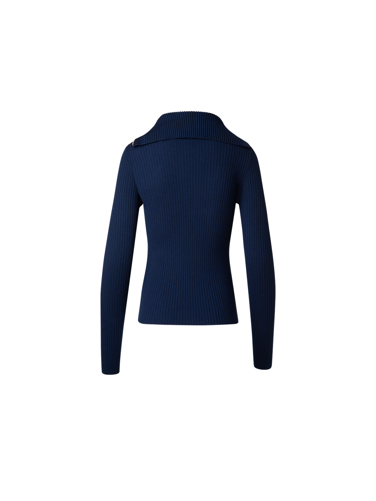 Designer Ribbed Merino Sweater with XL-Collar - navy - blue