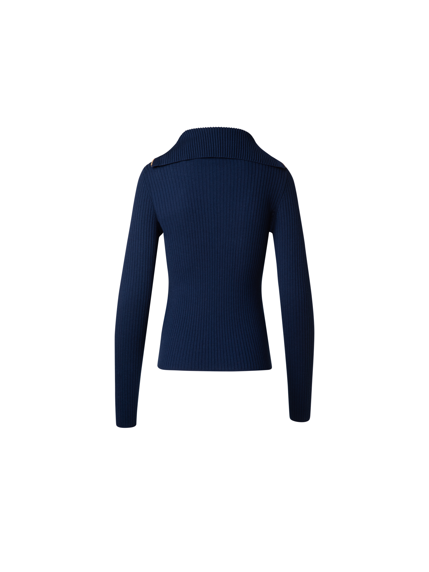 Designer Ribbed Merino Sweater with XL-Collar - navy - blue