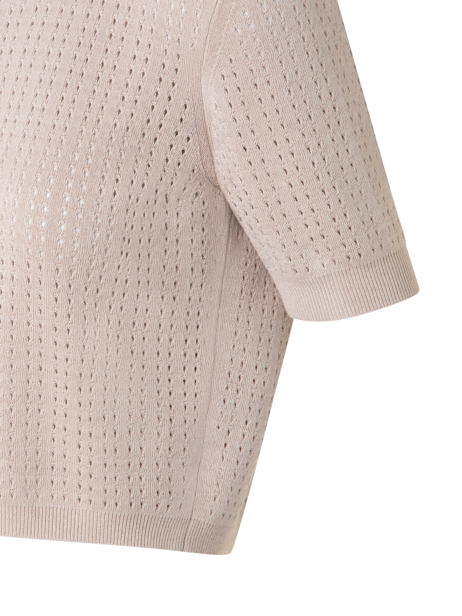 Designer Short Sleeve Knit Cardigan in Silk Cotton - neutral - pastel - beige