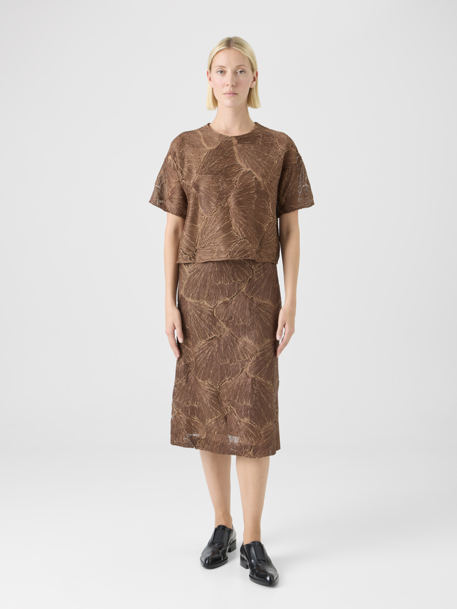 Designer Lacquered Sea Fan Lace Boxy Blouse 