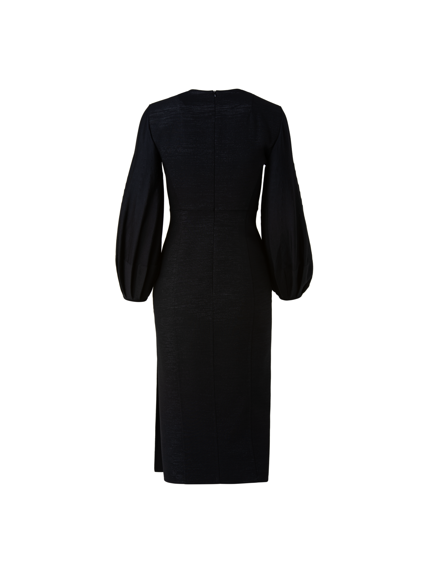 Designer Wool Lurex Double Face Knit Sleeve Dress