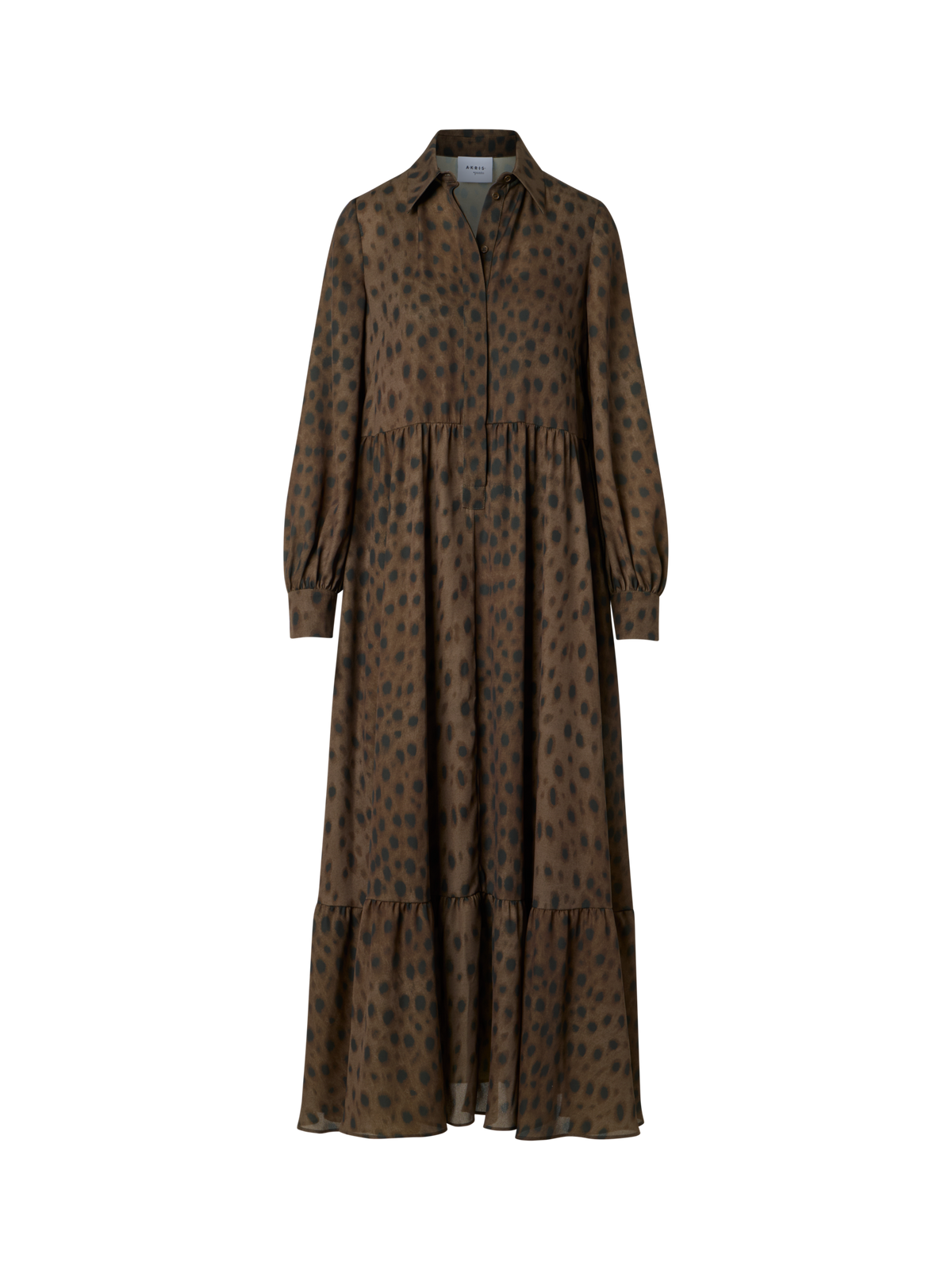 Designer Boho Midi Shirt Dress in Leopard Print - neutral - brown