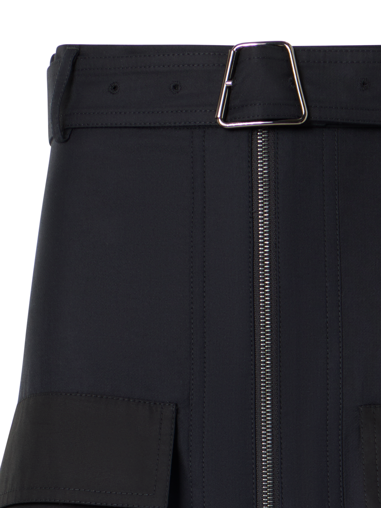Designer Cotton Double-Face Midi Skirt - black