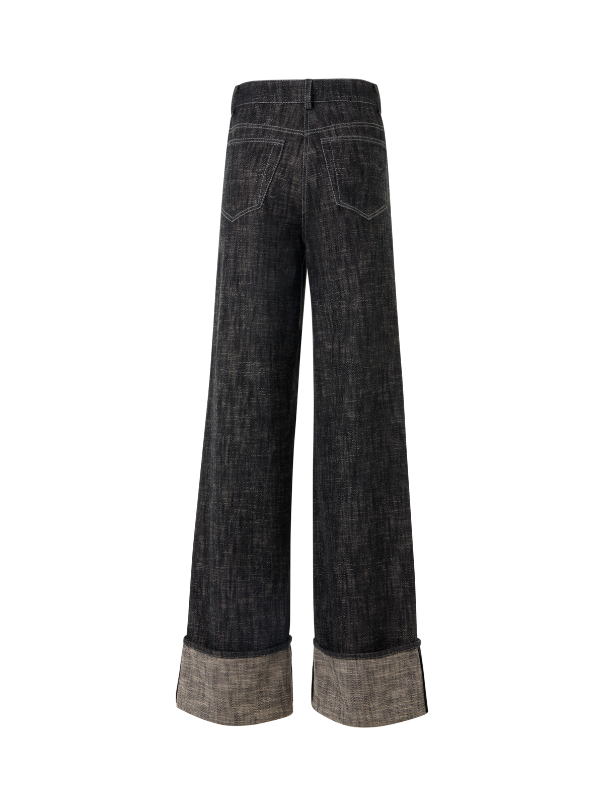 Designer Cooper Wide-Leg Pants in Washed Heavyweight Cotton-Denim - black
