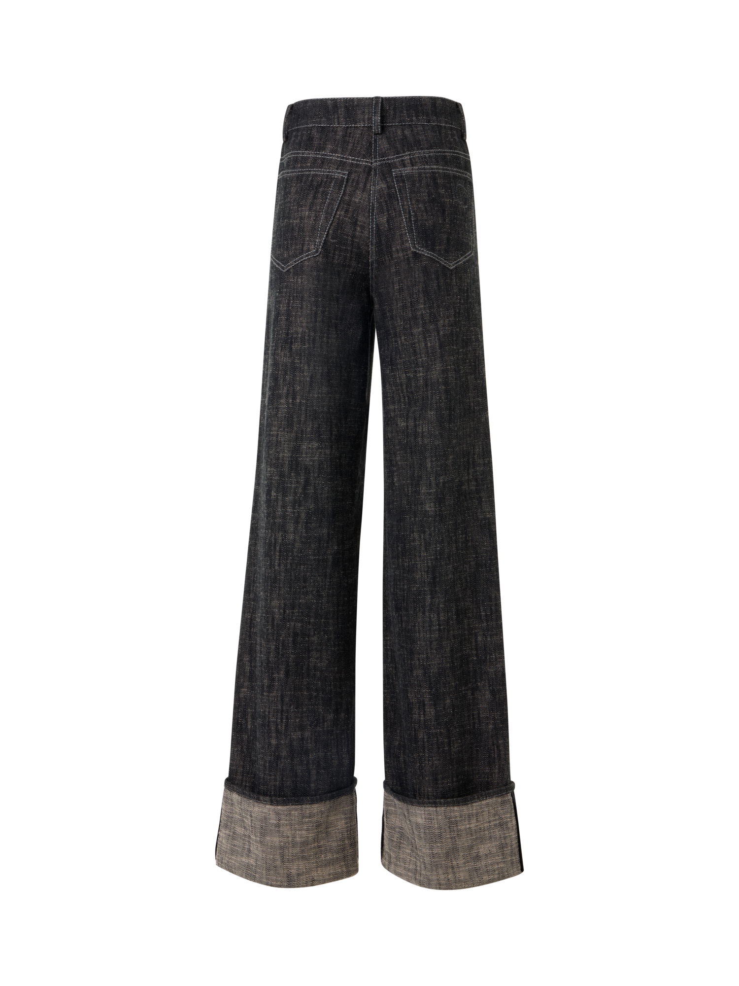 Designer Cooper Wide-Leg Pants in Washed Heavyweight Cotton-Denim - black