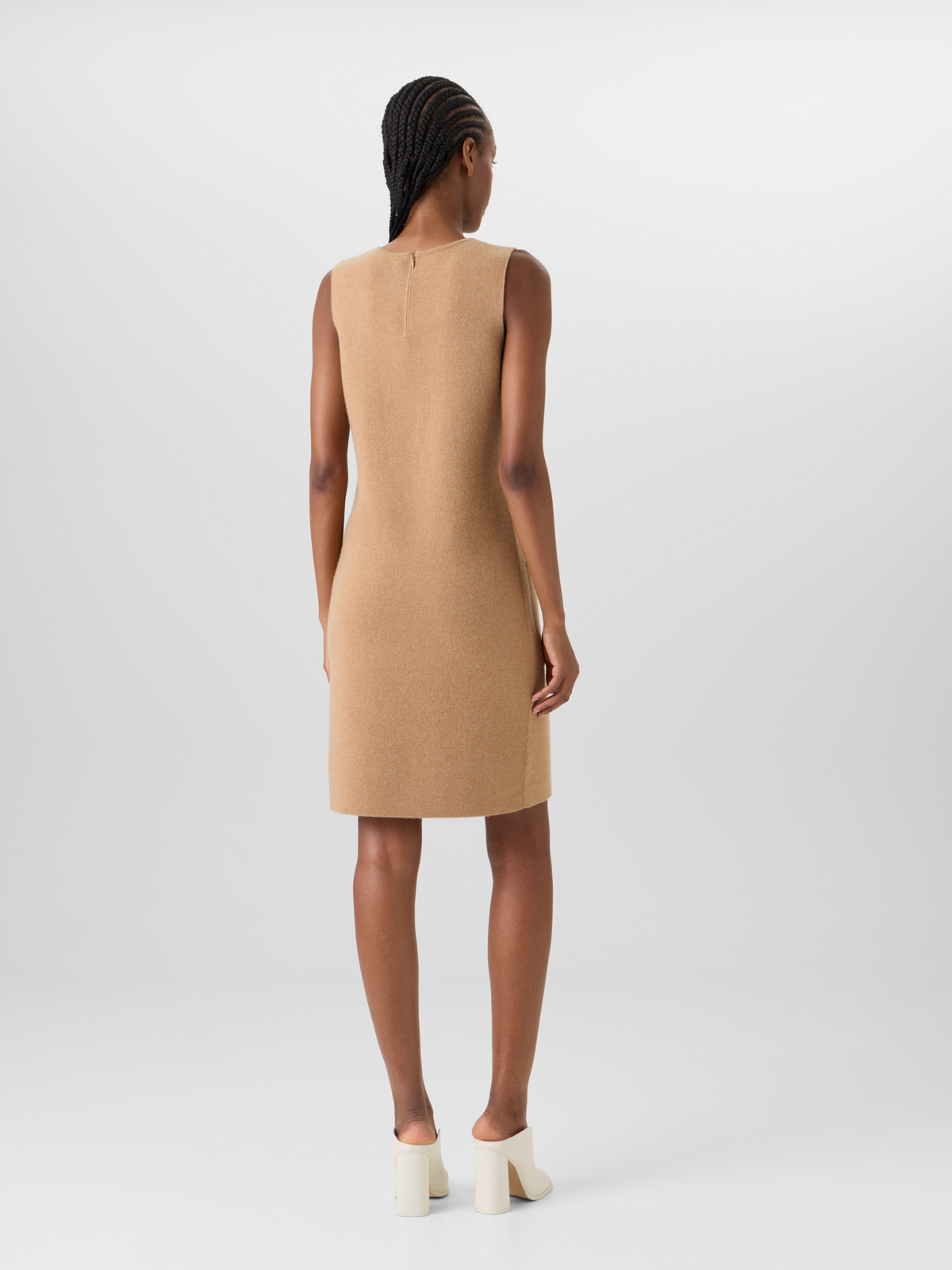 Designer Sleeveless Cashmere Double-Face Knit Dress - brown #editorial