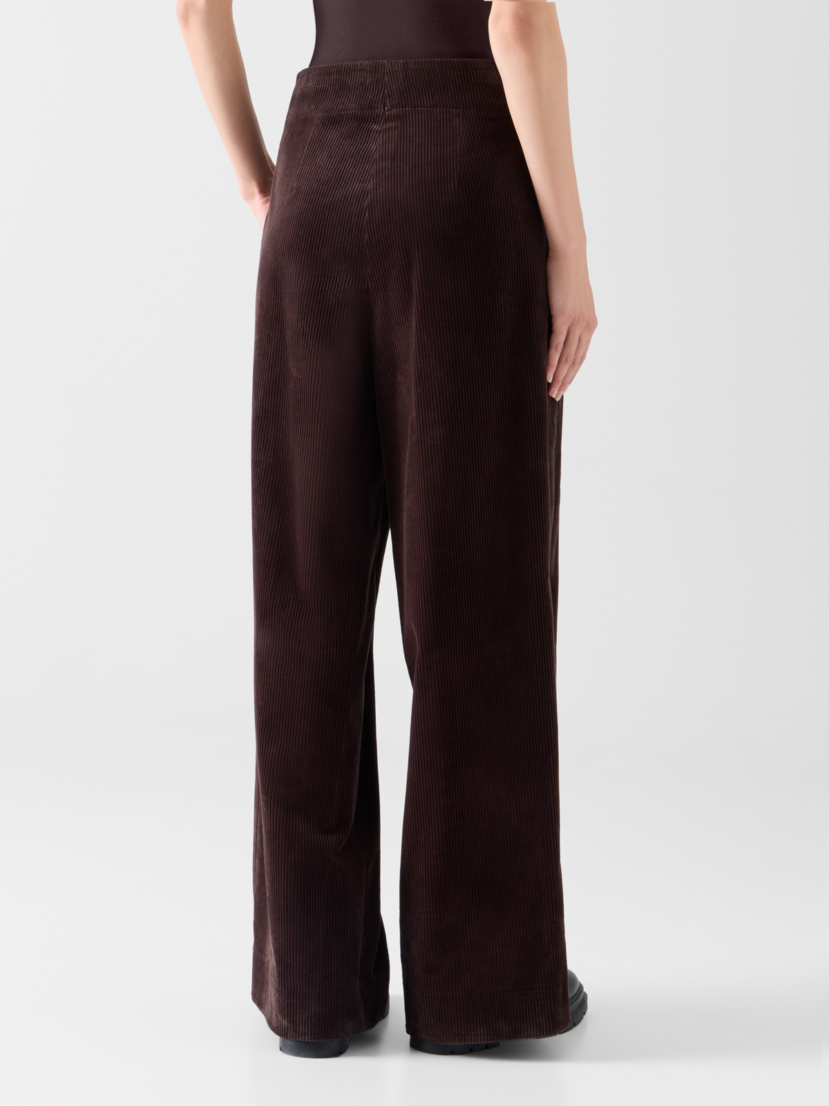 Designer Wide Pleated Pants in Cotton Corduroy - brown 