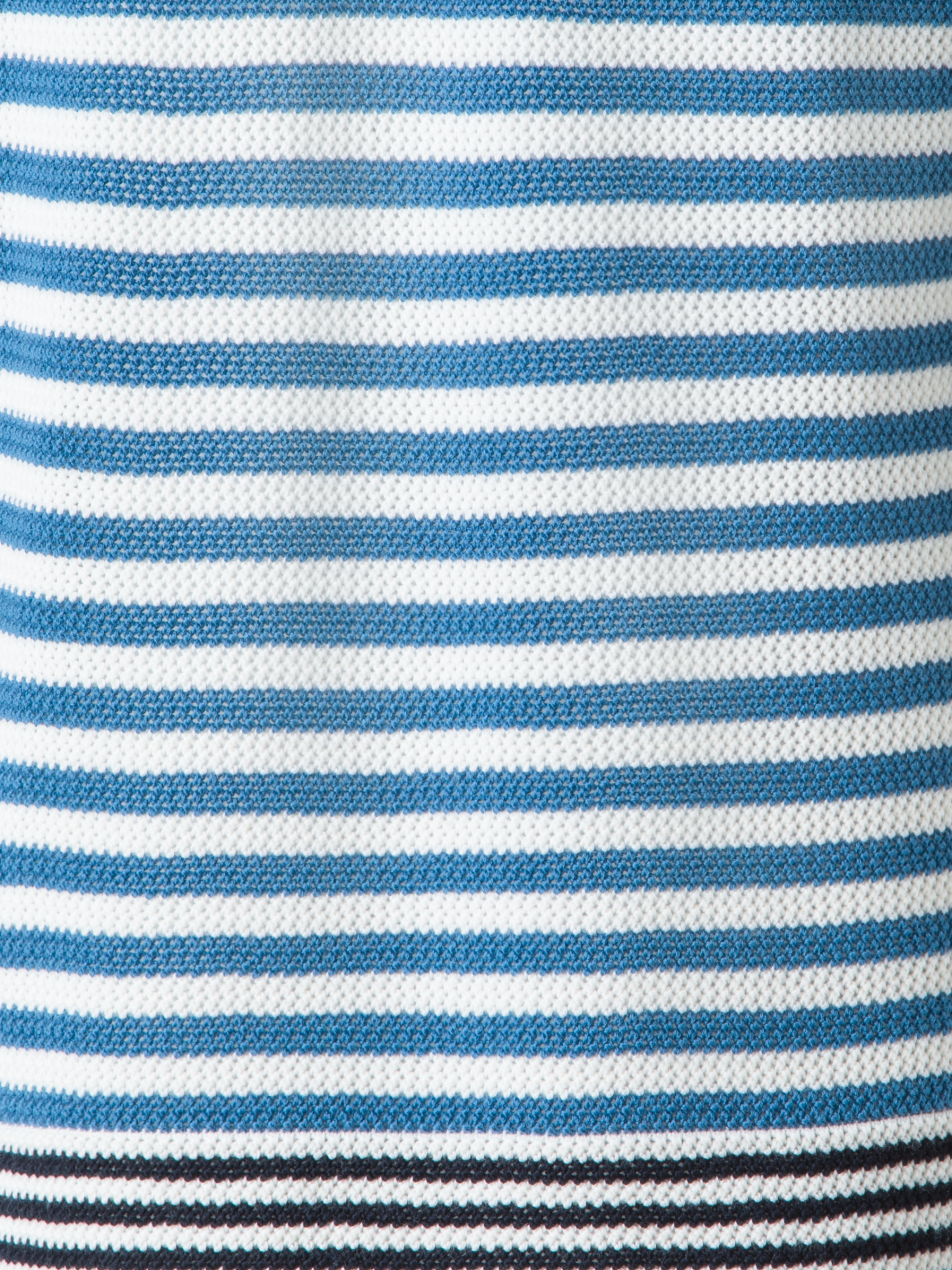 Designer Striped Volume-Sleeve Sweater in Merino Wool - blue - multicolor