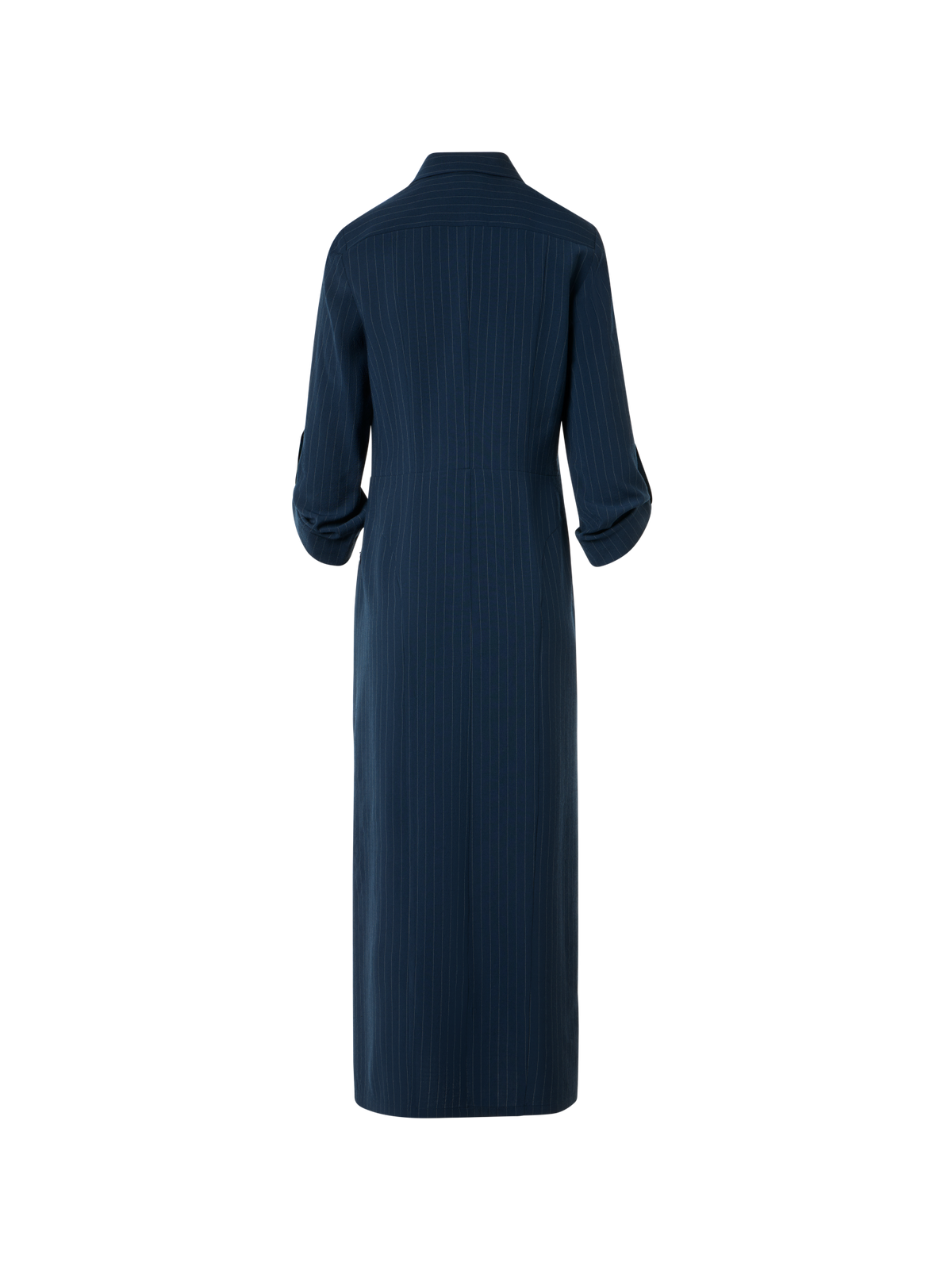 Designer Midi Shirt Dress in Linen Viscose - neutral - navy - blue