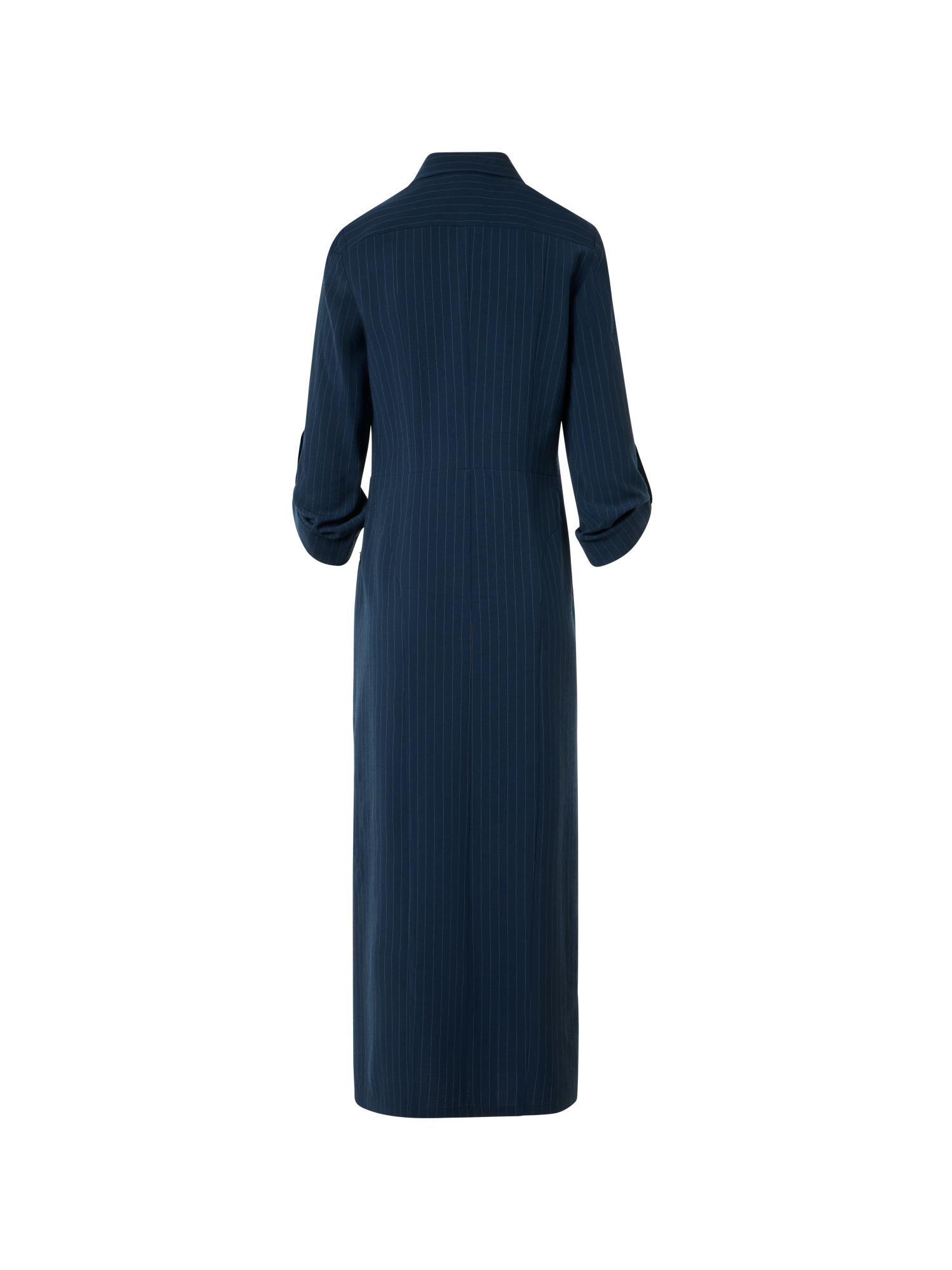 Designer Midi Shirt Dress in Linen Viscose - neutral - navy - blue