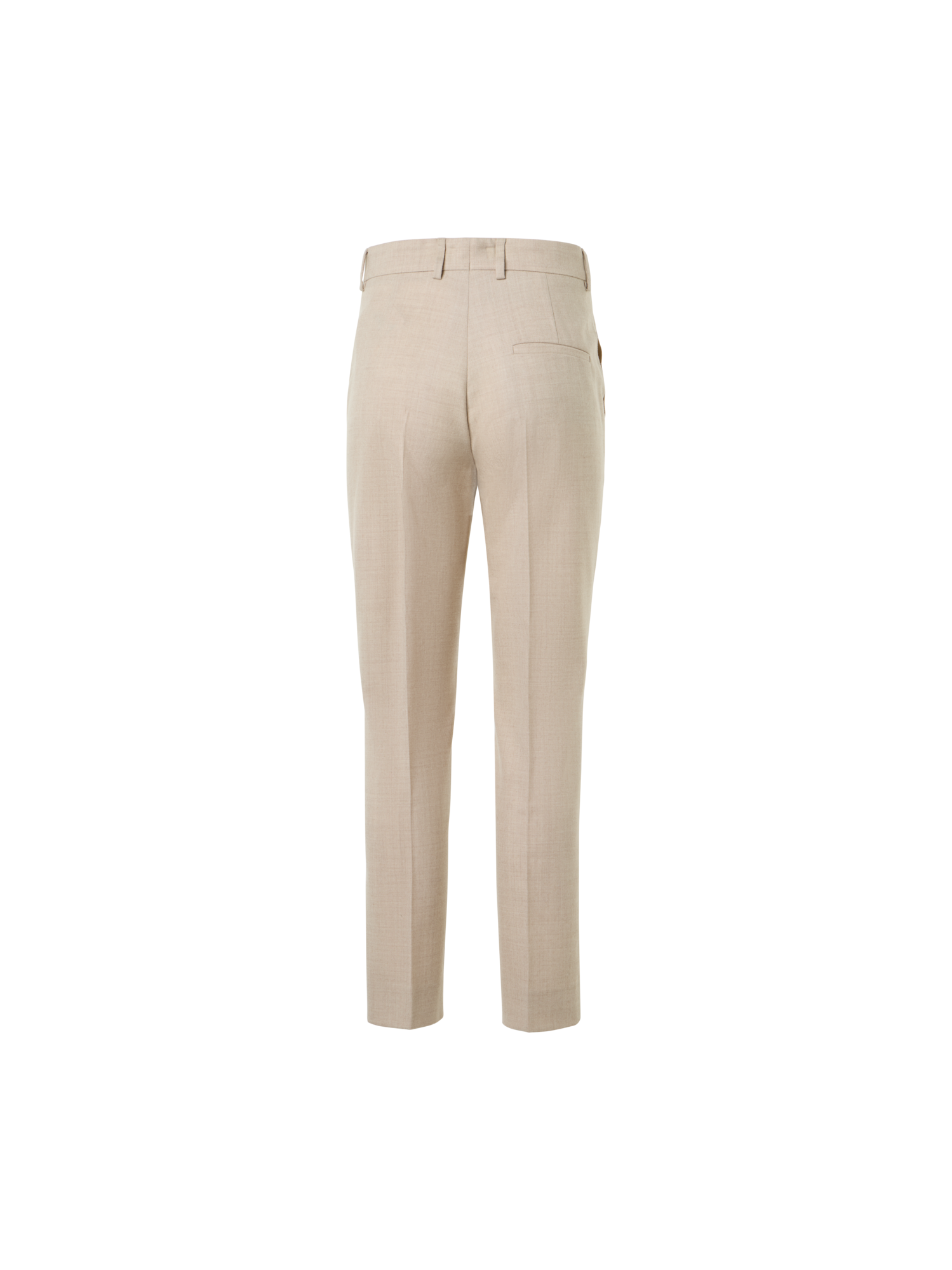 Designer Tapered Wool Stretch Flannel Ankle Pants - beige