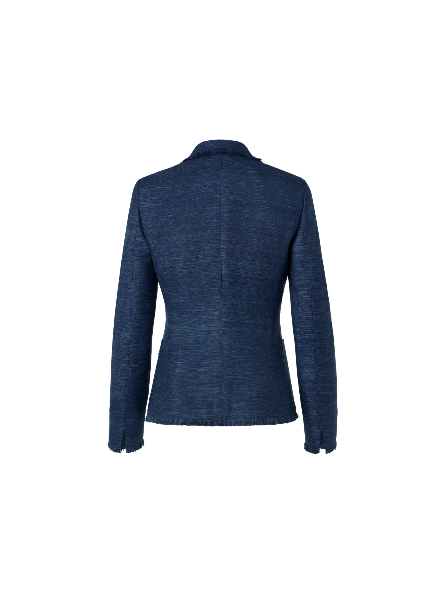 Designer Fringed Indian Silk Double-Breasted Jacket - blue