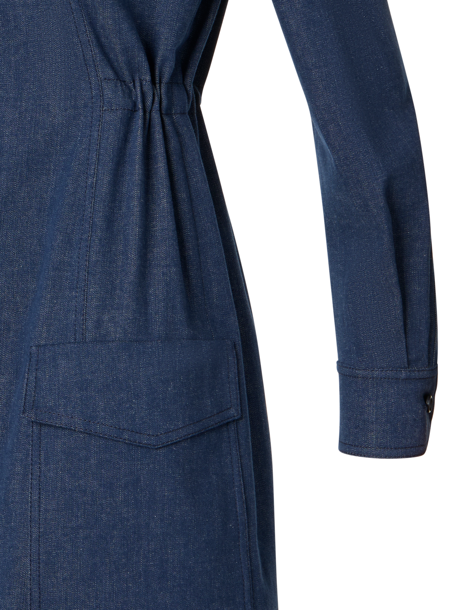 Designer Short Dress in Sea Island Denim - blue