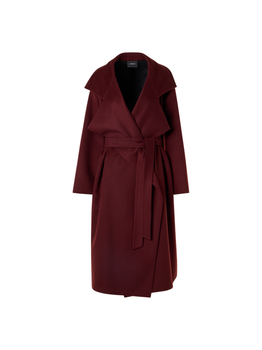 Designer Cashmere Double-Face Wrap Coat - red
