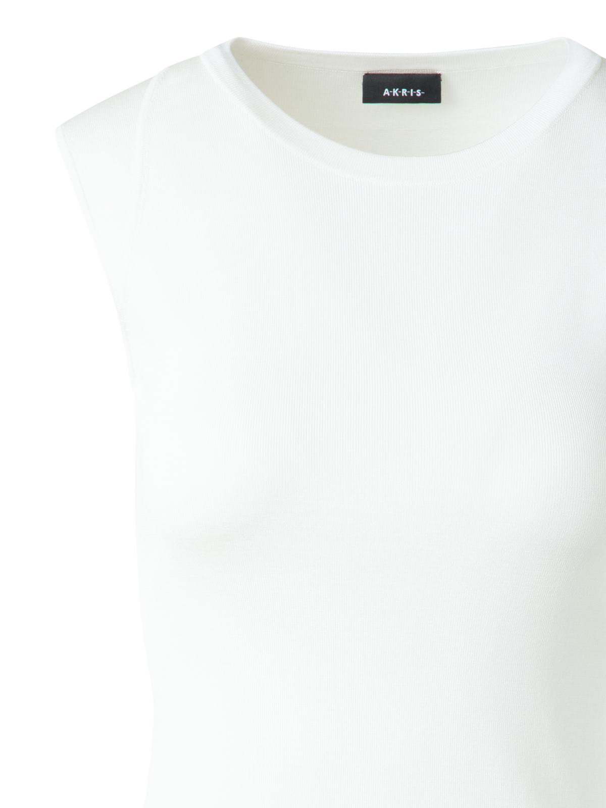 Designer Sleeveless Stretch-Silk Knit Top - ecru