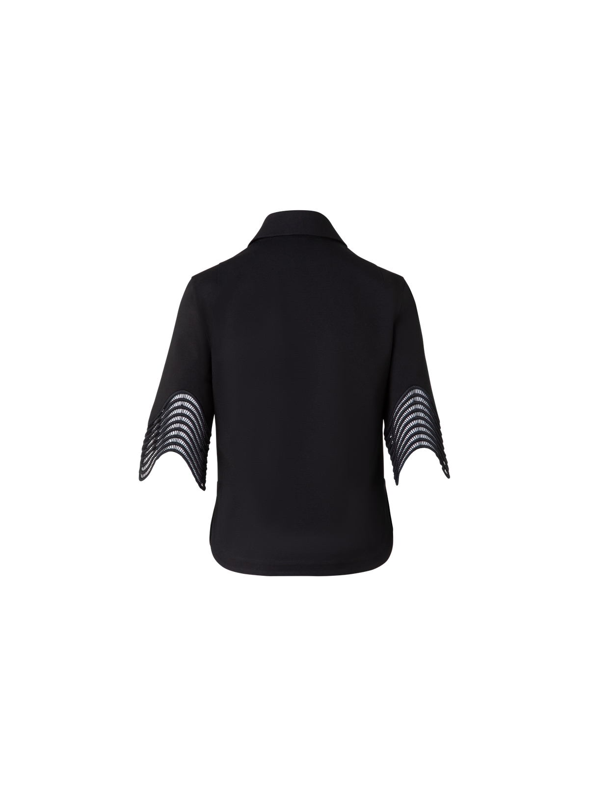 Designer Jersey Shirt with Wave Lace - black