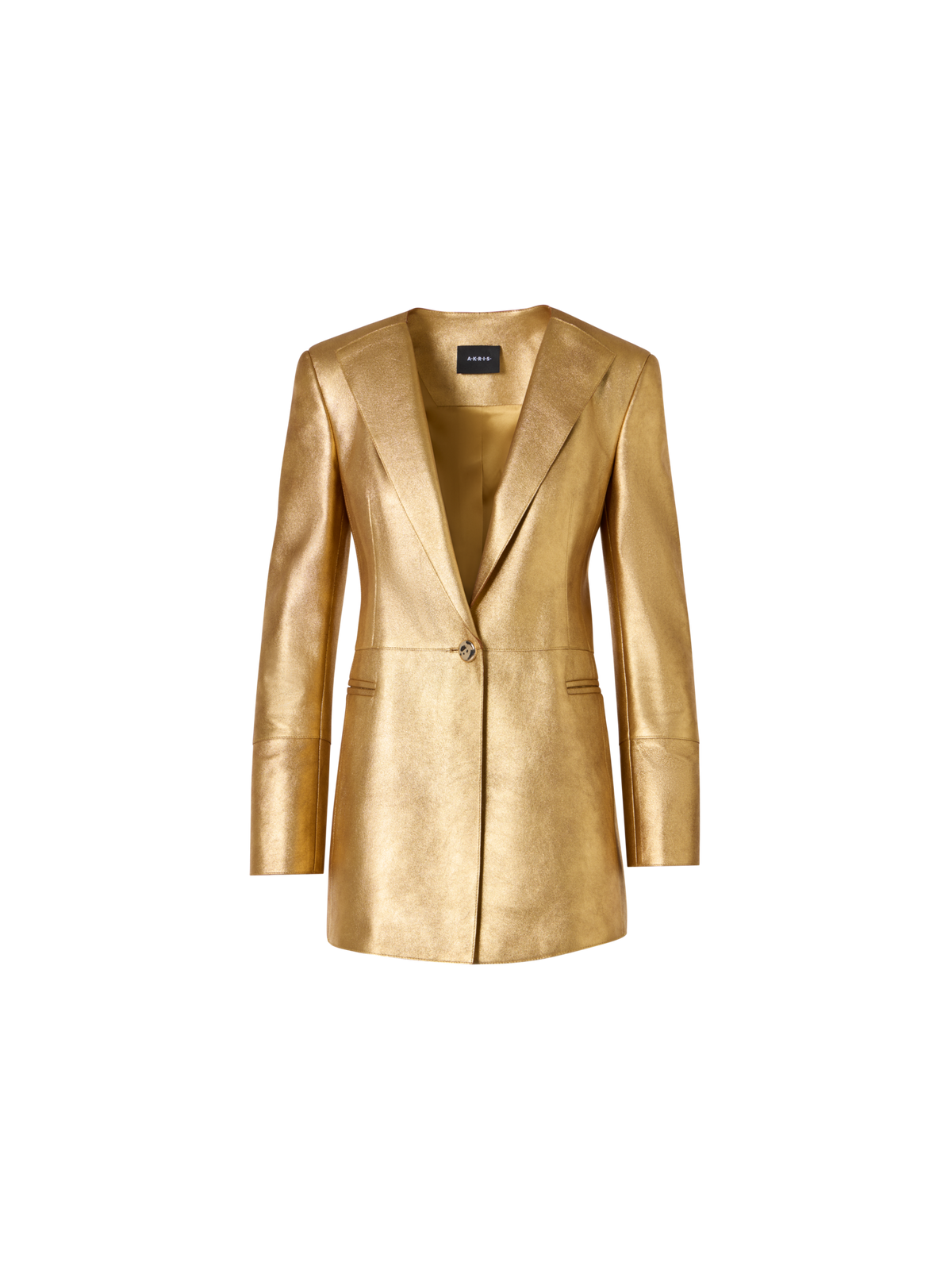 Designer Lamé Calf Nappa Leather Jacket - gold