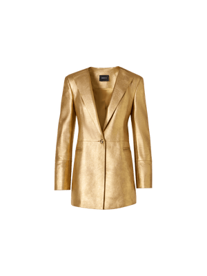 Designer Lamé Calf Nappa Leather Jacket - gold
