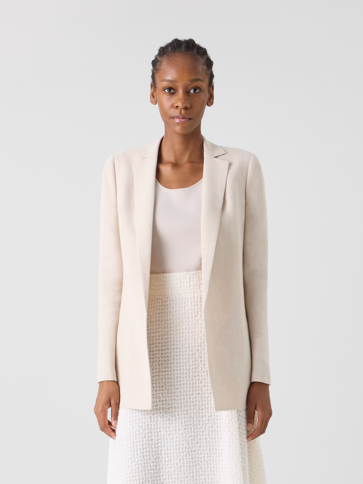 Designer Pekka Long Jacket in Linen Wool Double-Face - neutral - beige #editorial