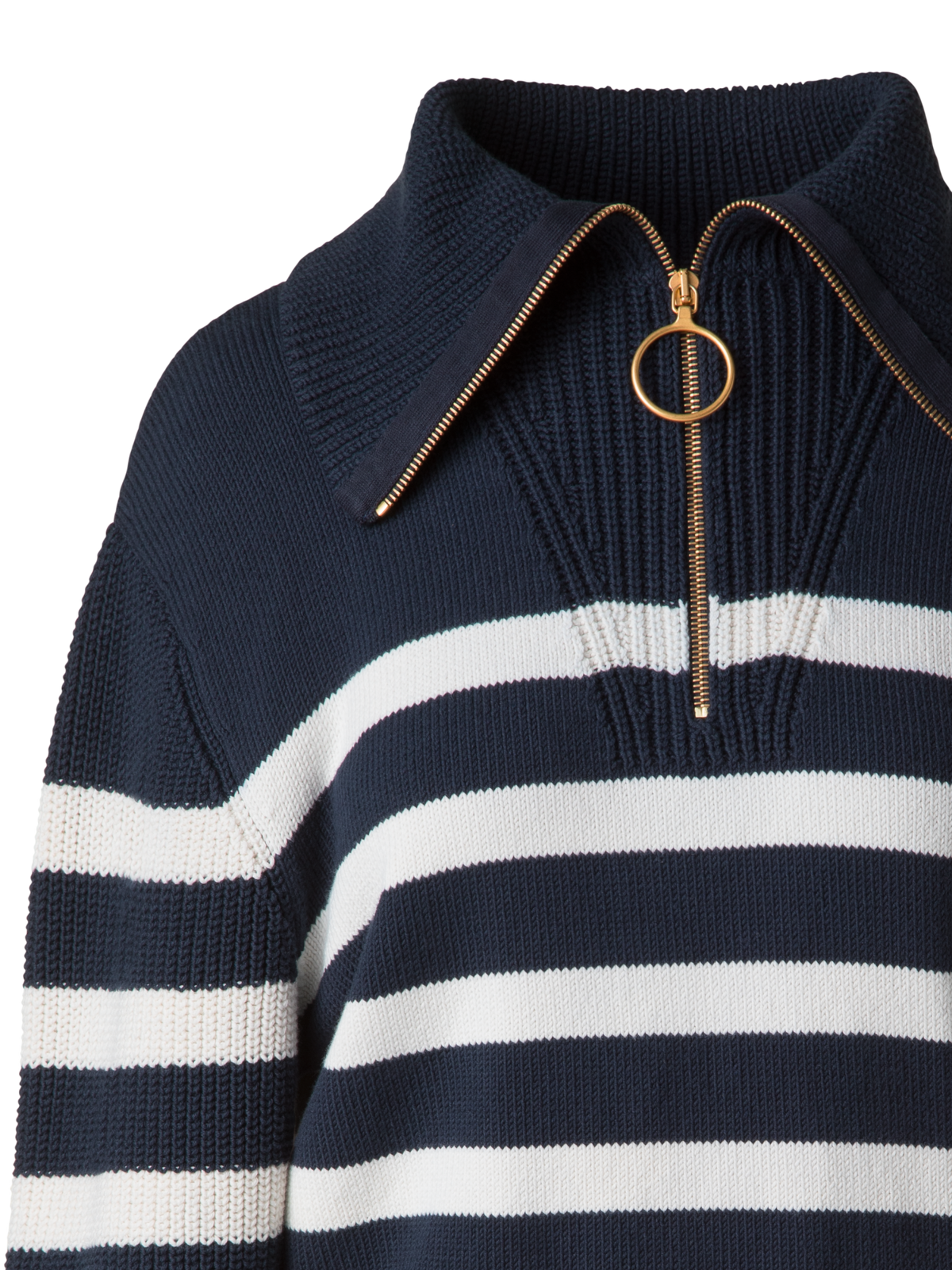 Designer Striped Marine Style Sweater with Sailor Collar - navy - blue - multicolor