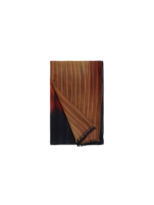 Designer Cashmere Scarf in Fuego Negro Print - multicolor - black - brown