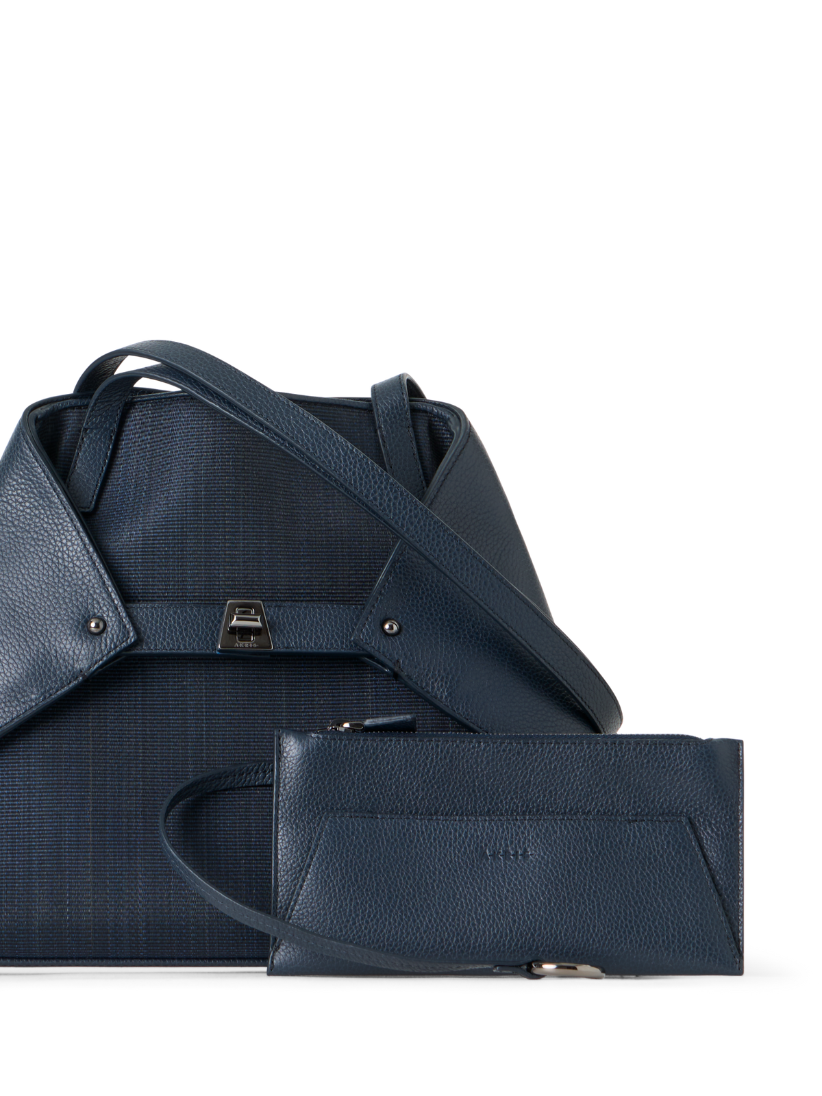 Designer Ai Small Shoulder Tote - neutral - navy - blue