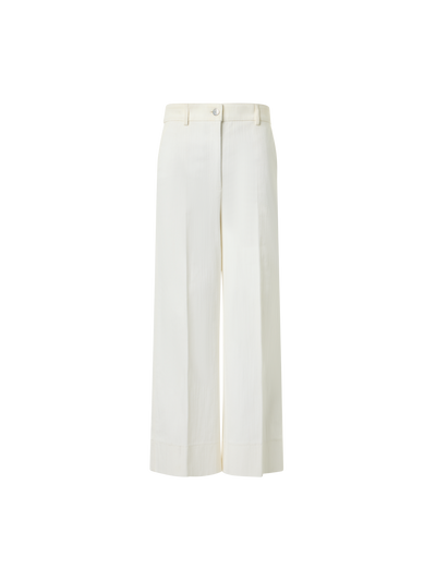 Designer Chiara High-Waist Cropped Wide Leg Denim Pants - ecru