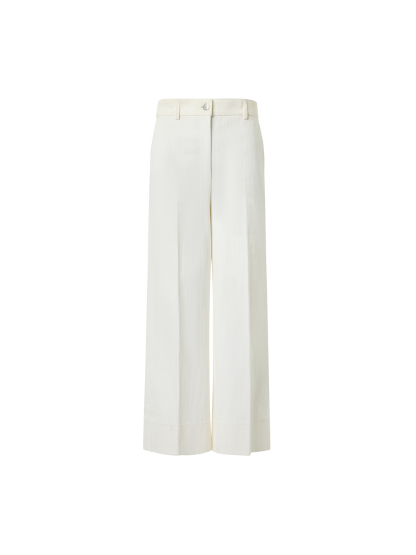 Designer Chiara High-Waist Cropped Wide Leg Denim Pants - ecru