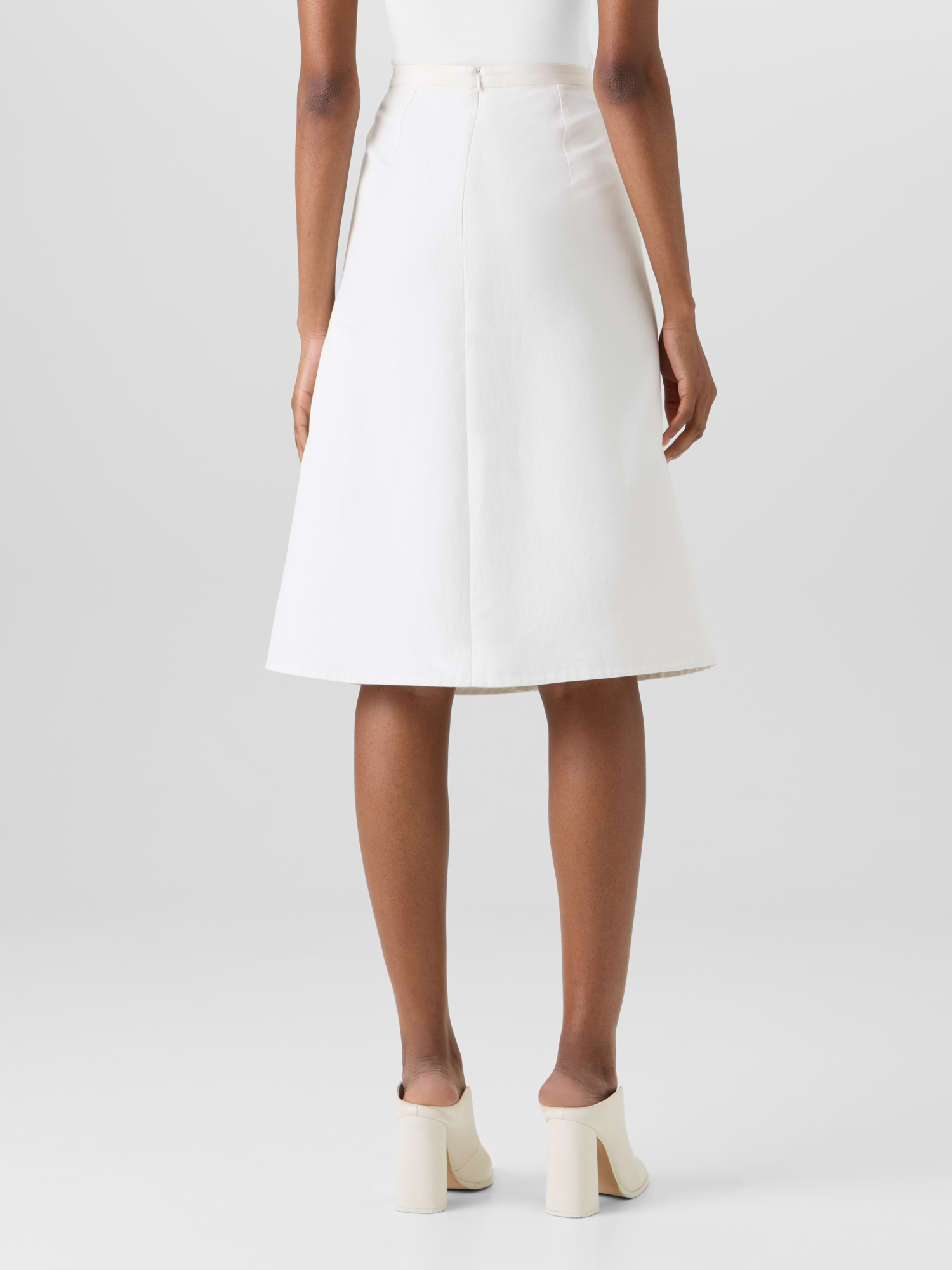 Designer Cotton-Silk Double-Face Skirt - ecru 