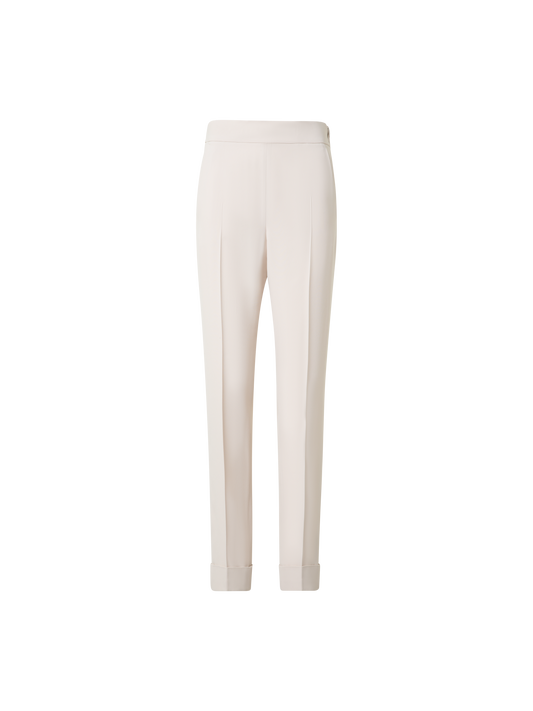 Designer Tapered Ankle Length Pants with Elastic Waist - neutral - ecru - beige - white