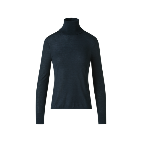 Cashmere Silk Mock Neck Sweater with Rib Cuff