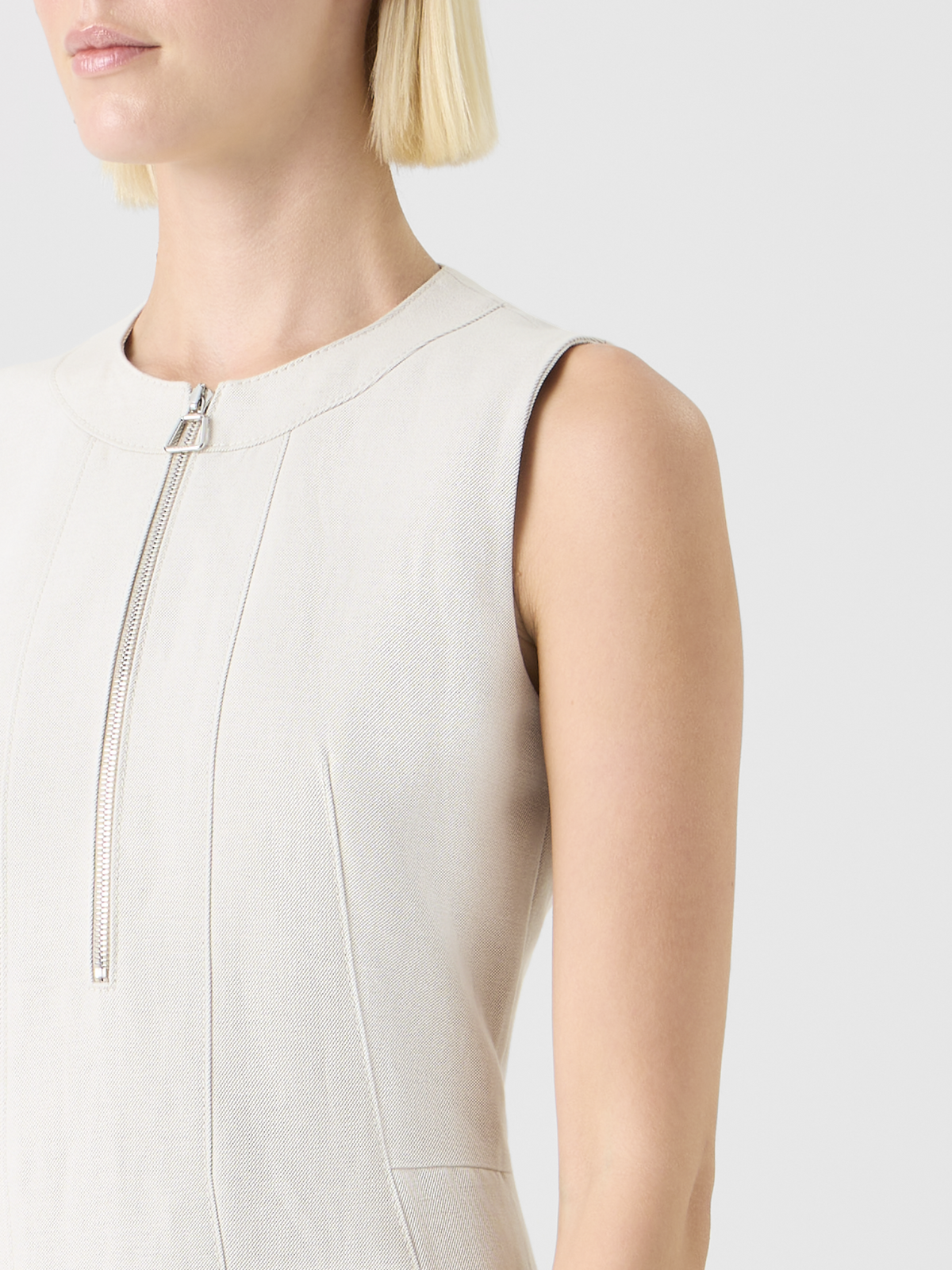 Designer Fit-and-Flare Cotton Linen Gabardine Midi DressonFit-and-Flare Cotton Linen Gabardine Midi DressFit-and-Flare Cotton Linen Gabardine Midi DressFit-and-Flare Cotton Linen Gabardine Midi Dressal Midi Dress in Cotton-Linen Gabardine - grey #editorial