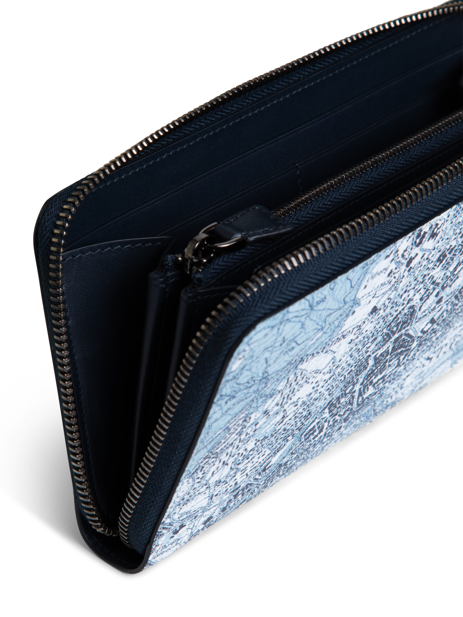 Designer Long Zip Wallet with St. Gallen Map Print - blue - multicolor