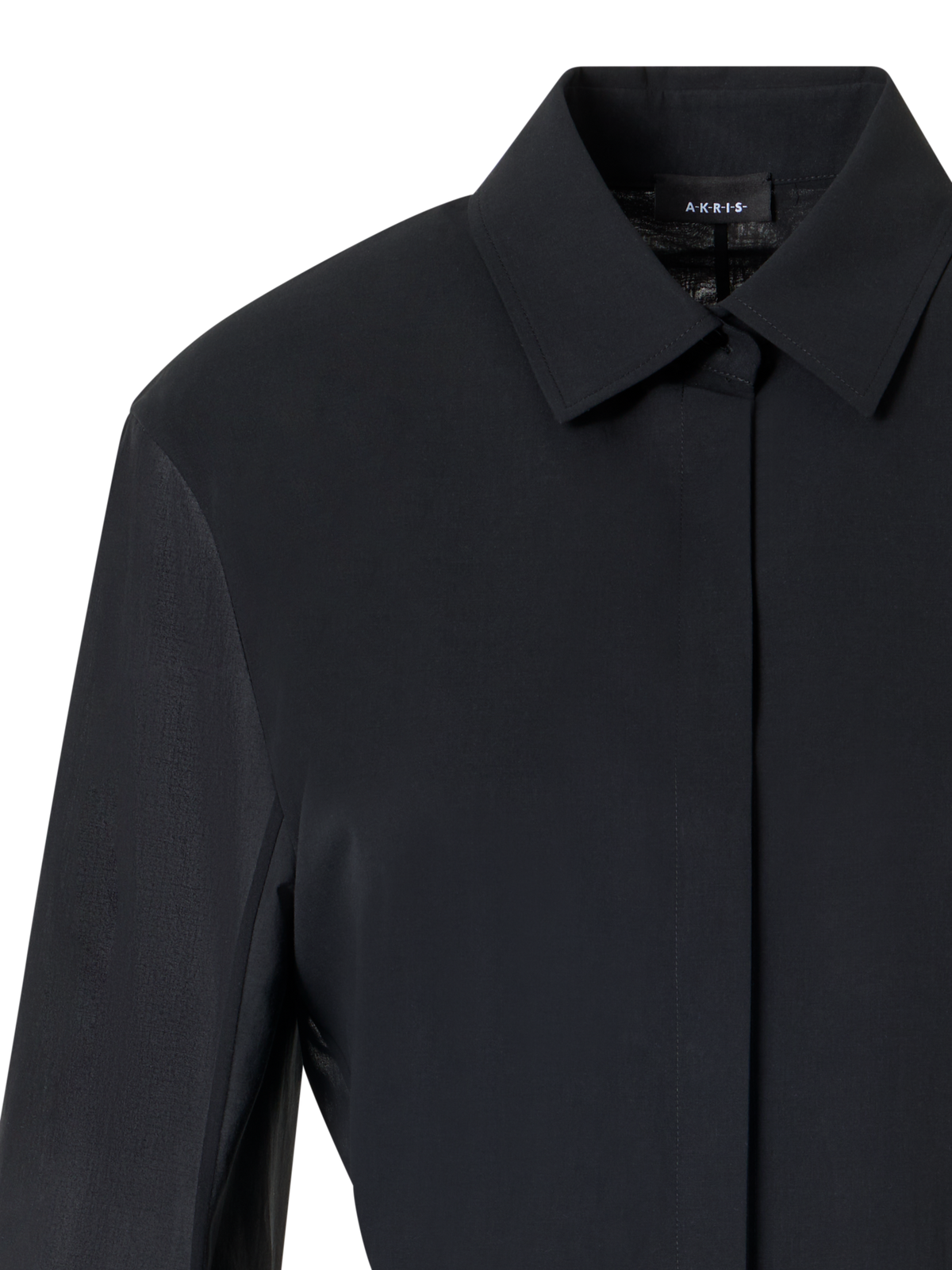 Designer Long-Sleeve Cotton Voile Blouse - black