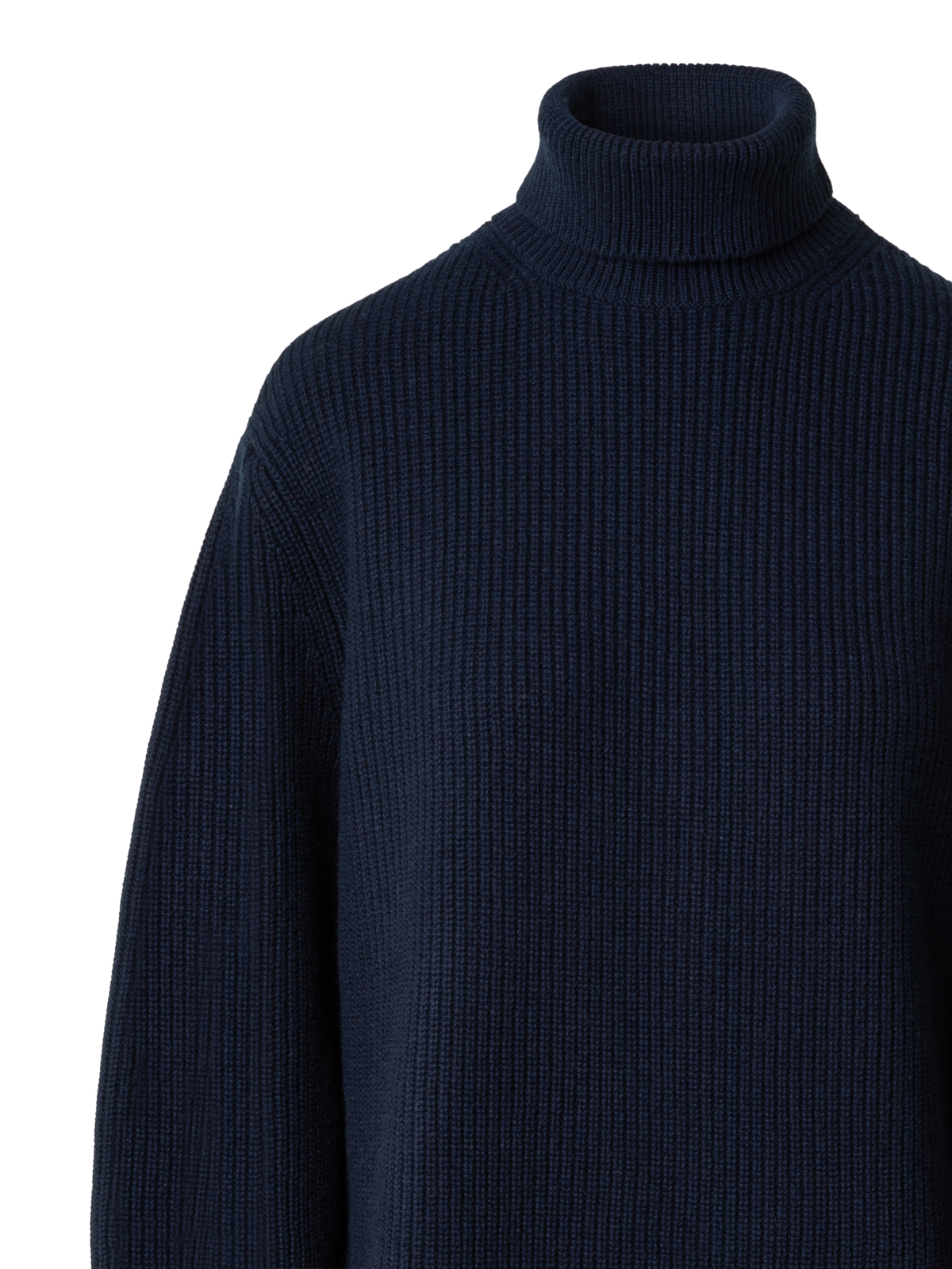 Designer Wool Cashmere Blend Turtleneck Knit Sweater - navy - blue