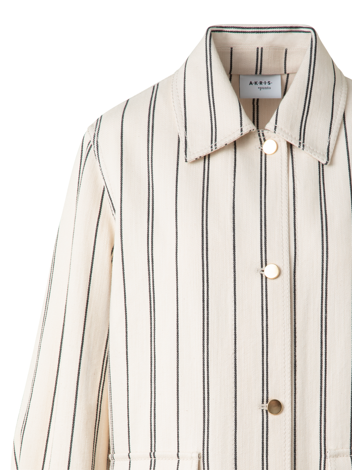 Designer Boyfriend Jacket in Striped Denim - multicolor - ecru - white