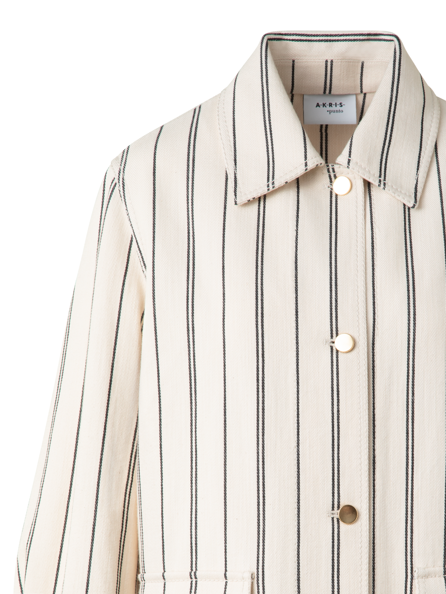 Designer Boyfriend Jacket in Striped Denim - multicolor - ecru - white