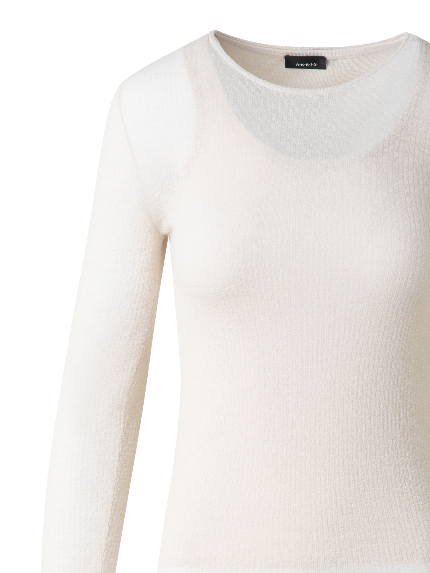 Designer Double Layered Knit Sweater in Sheer Cotton - neutral - pastel - beige