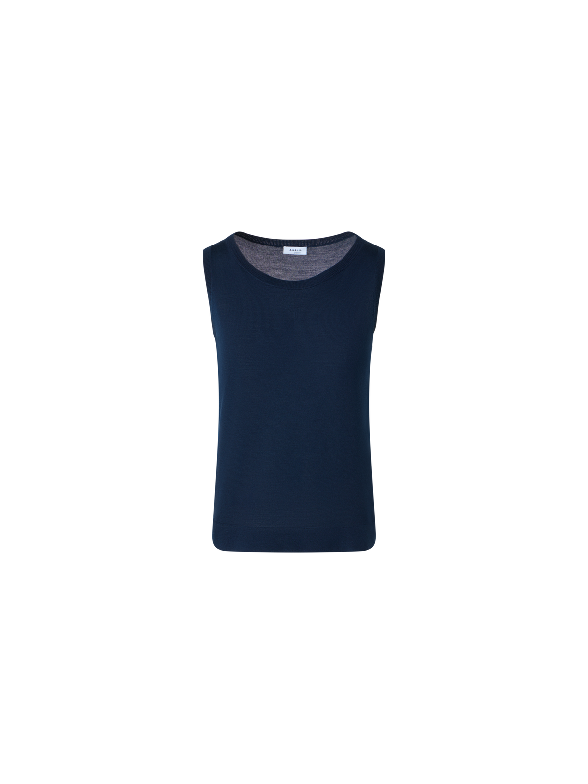 Designer Boat Neck Lightweight Merino Wool Knit Top - navy - blue
