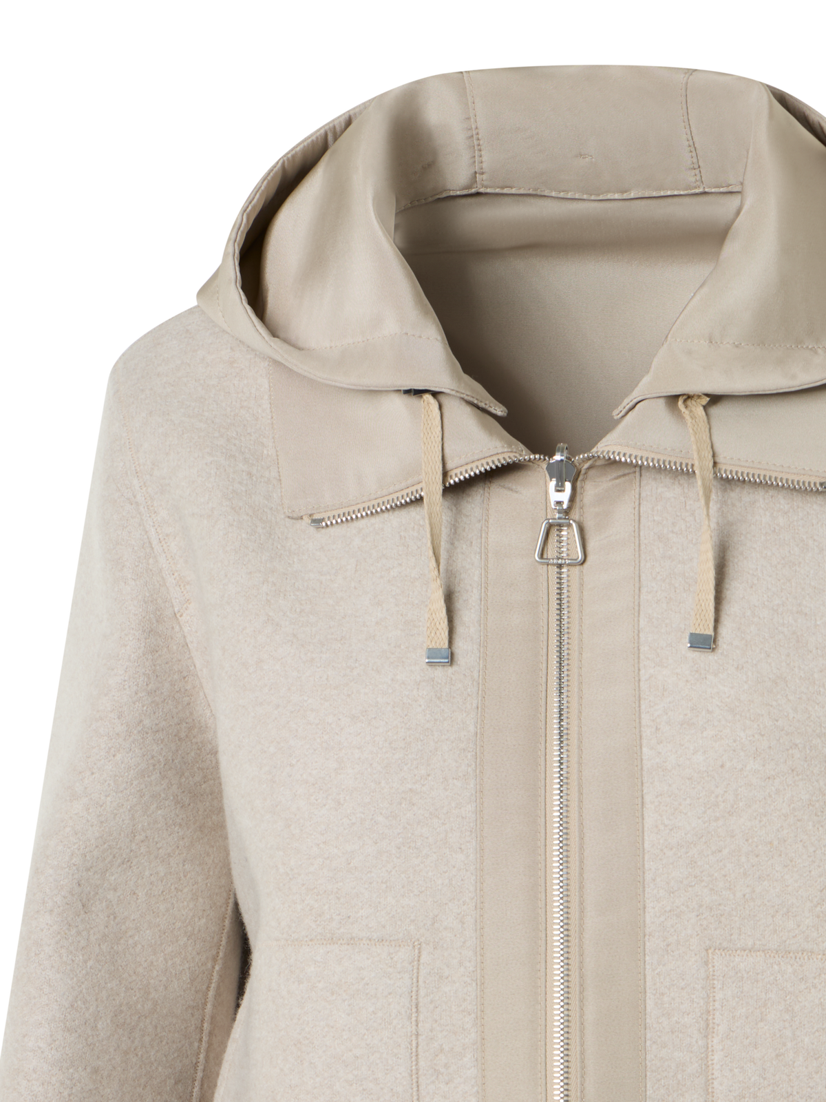 Designer Reversible Jacket in Cashmere Jersey to Silk - beige