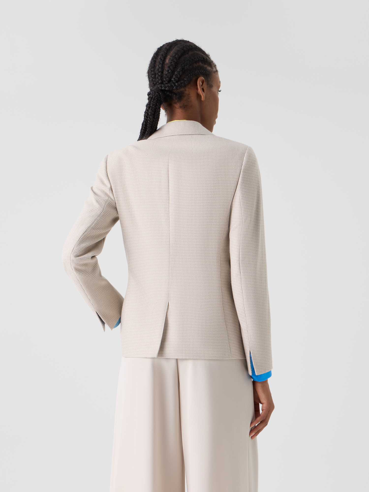 Designer Cashmere Pepita Two-Button Jacket - ecru 