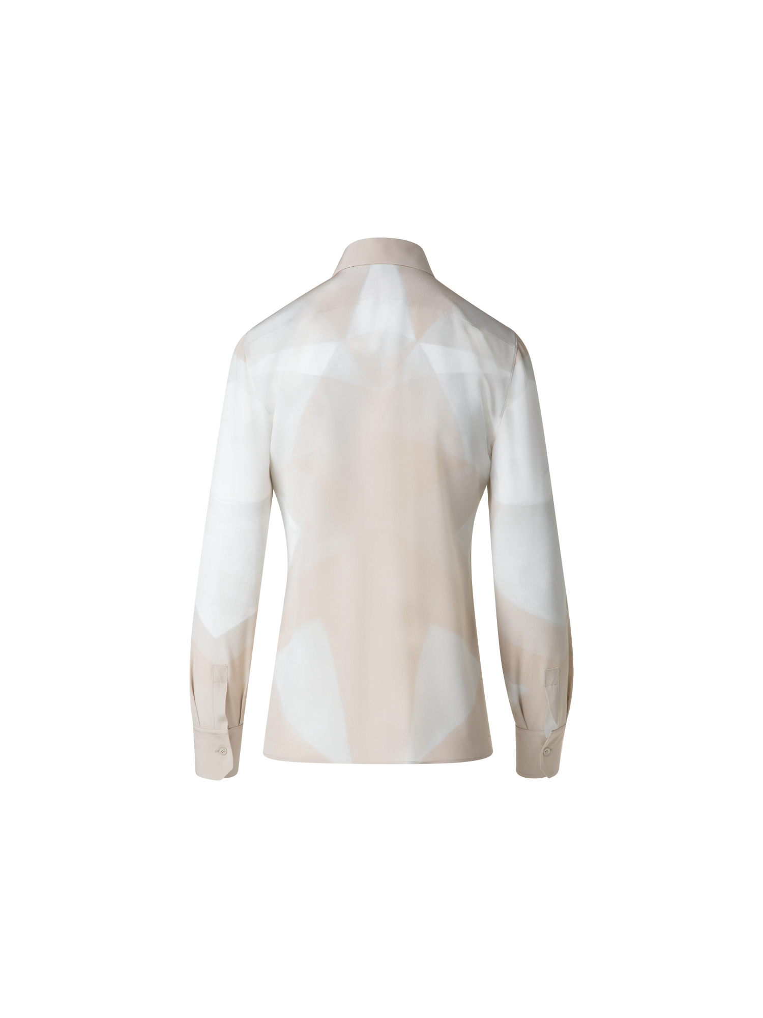 Designer Silk Blouse with Chiaroscuro Print - neutral - pastel - multicolor - ecru - beige - white