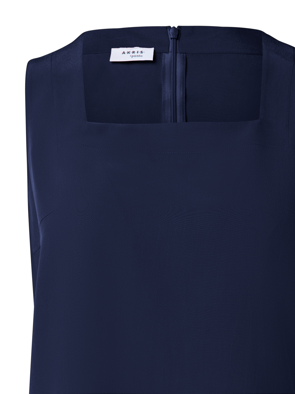 Designer Crêpe de Chine Square Neck Blouse - navy - blue