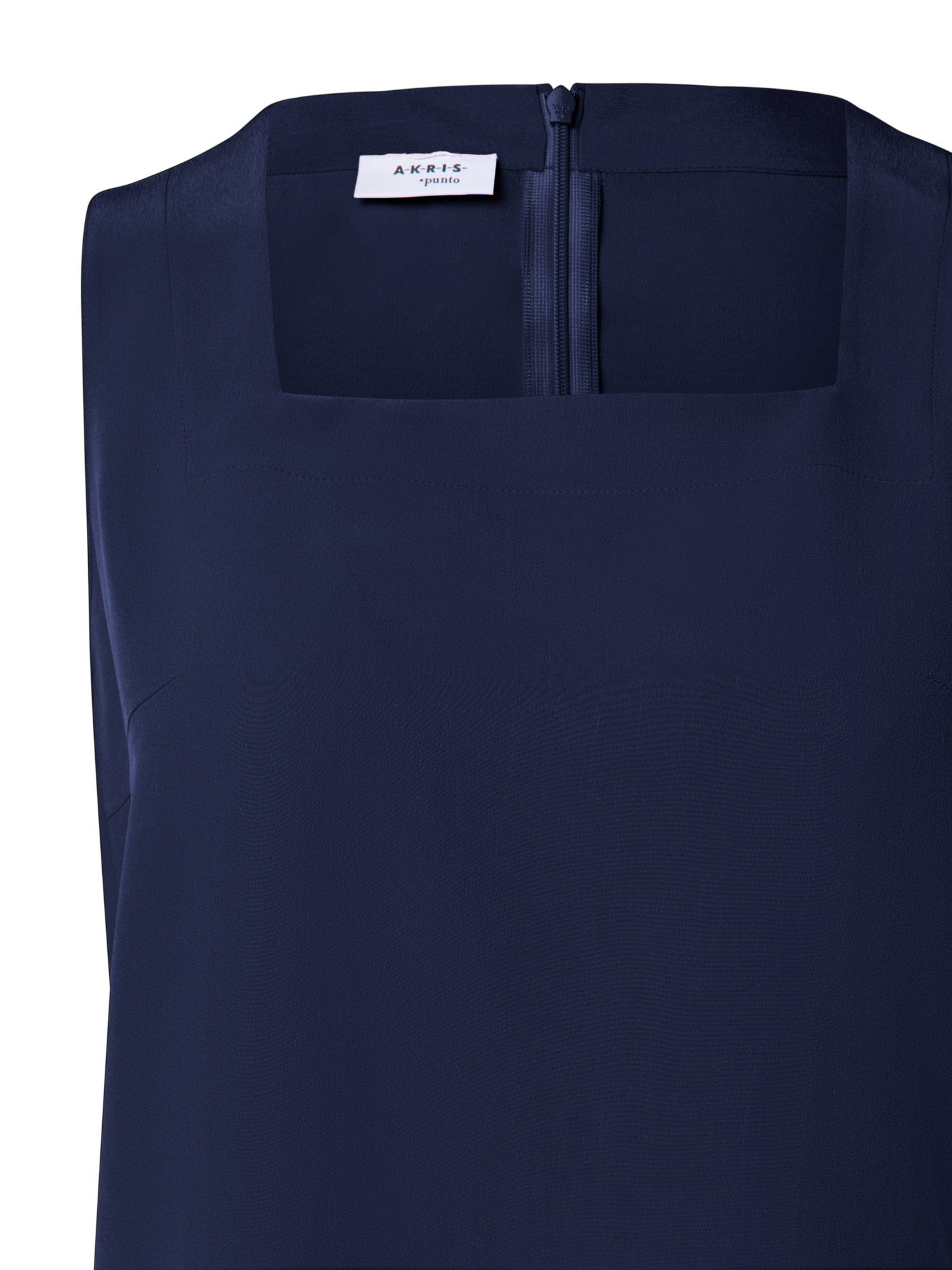 Designer Crêpe de Chine Square Neck Blouse - navy - blue