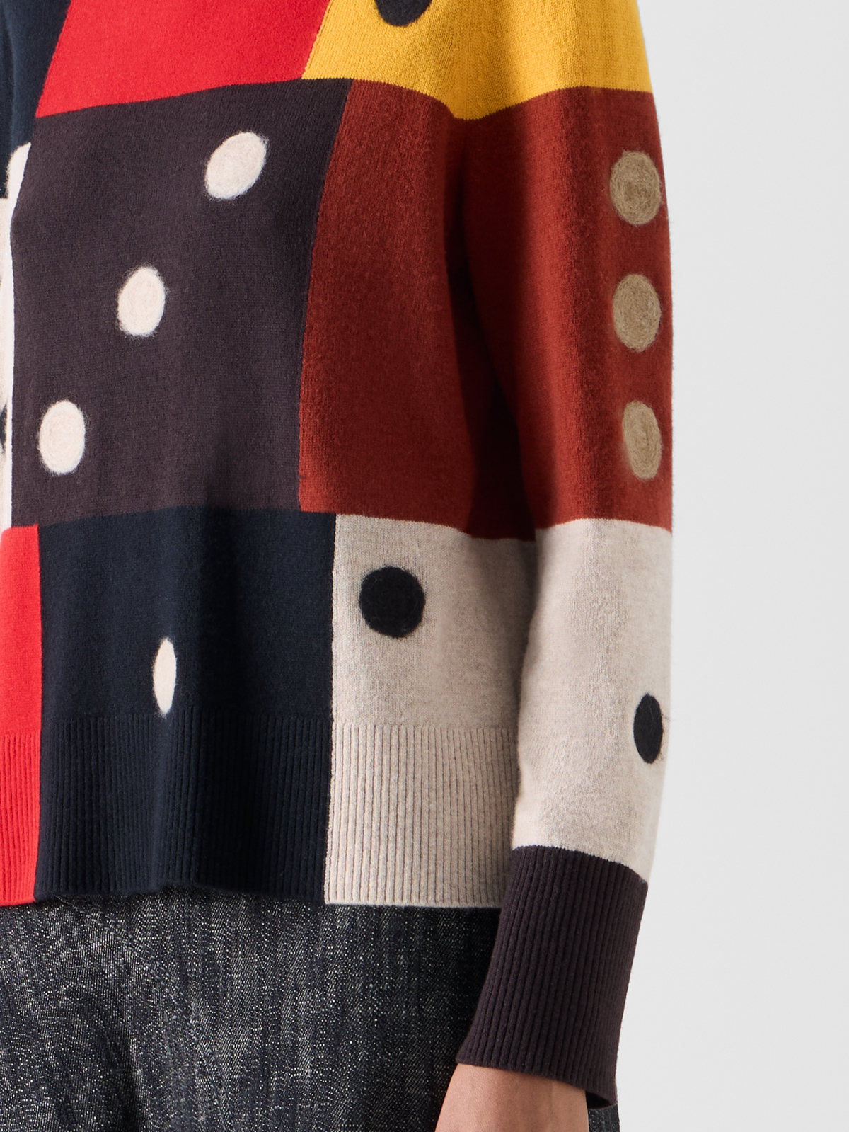 Designer Dice Intarsia Colorblock Wool Cashmere Sweater - multicolor 