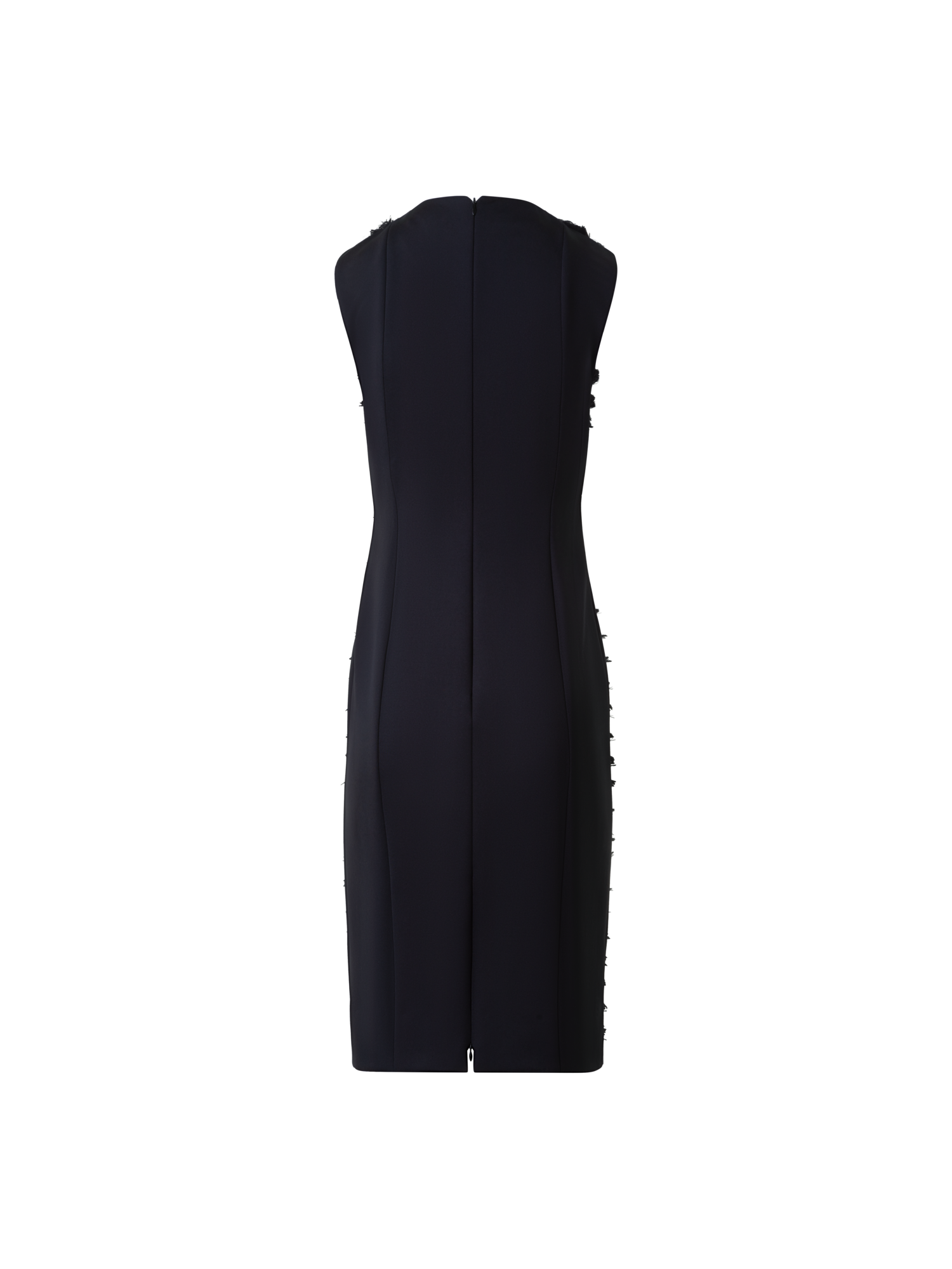 Designer Techno Midi Sheath Dress with Fringe Stripes - black - neutral