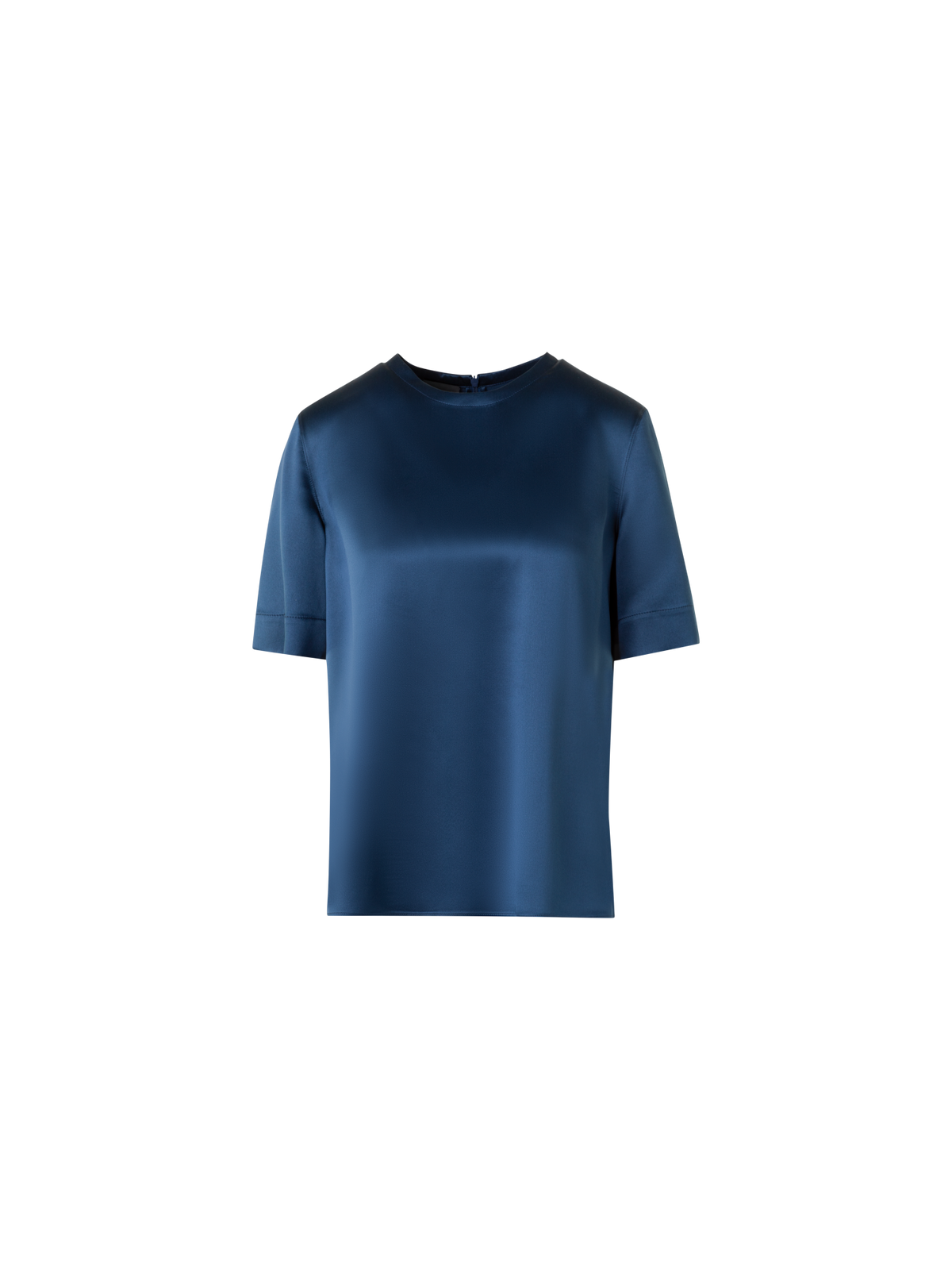 Designer T-Shirt Blouse in Silk Satin - neutral - navy - blue