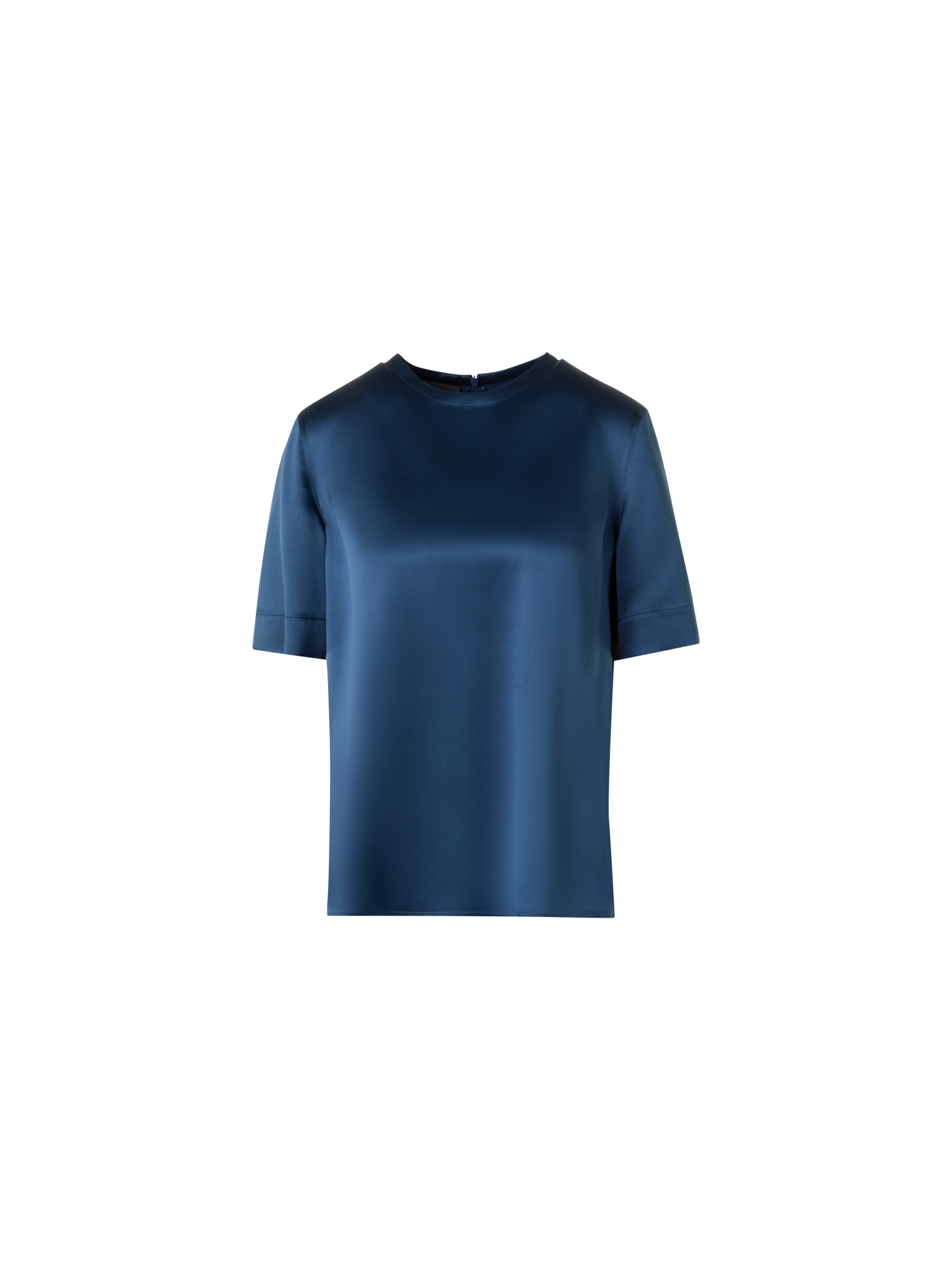 Designer T-Shirt Blouse in Silk Satin - neutral - navy - blue