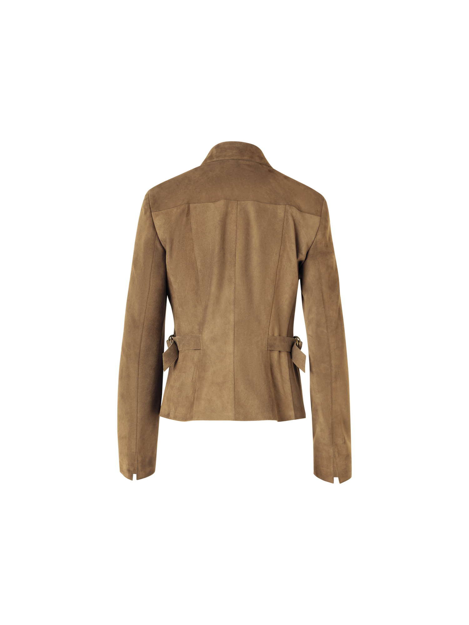 Designer Long-Sleeve Suede Leather Jacket - beige