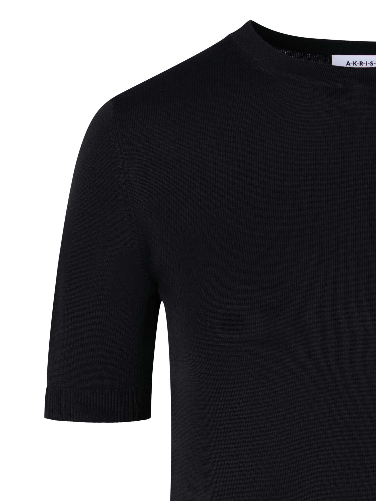 Designer Short-Sleeve Merino Wool Knit Sweater - black